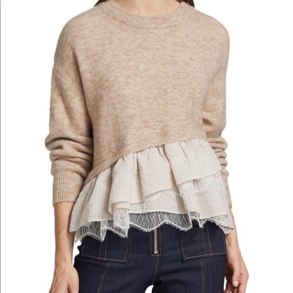 💕Cinq a Sept Ruffle Hem Atlas Sweater💕